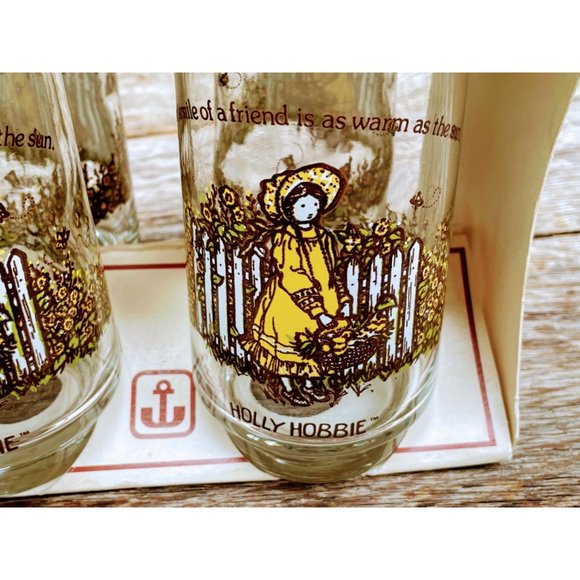 Vintage Anchor Hocking Holly Hobbie set 4 Drinking Glasses NEW In Box - Picture 5 of 7
